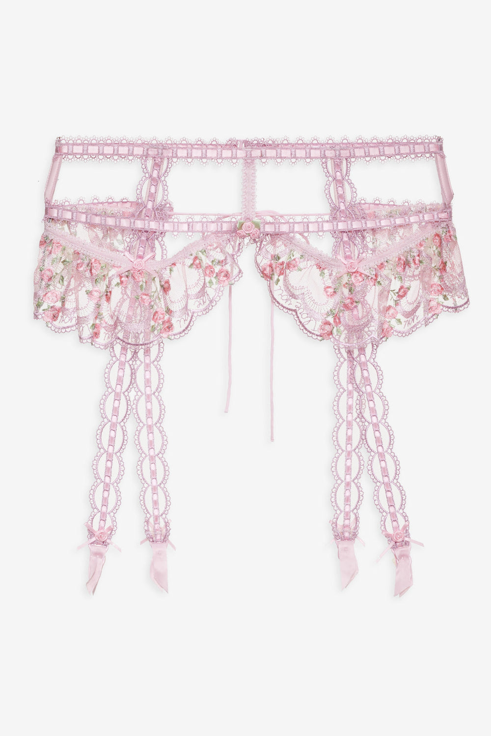 Ily Embroidered Garter Belt — Pink