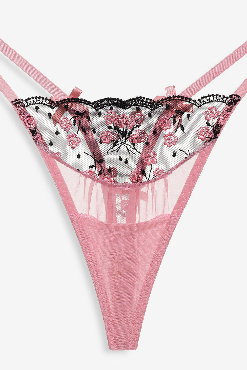 Rose Cluster Thong Panty — Pink