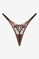 Runaway Bows Thong Panty — Brown
