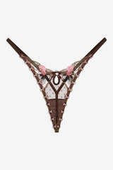 Runaway Bows Thong Panty — Brown