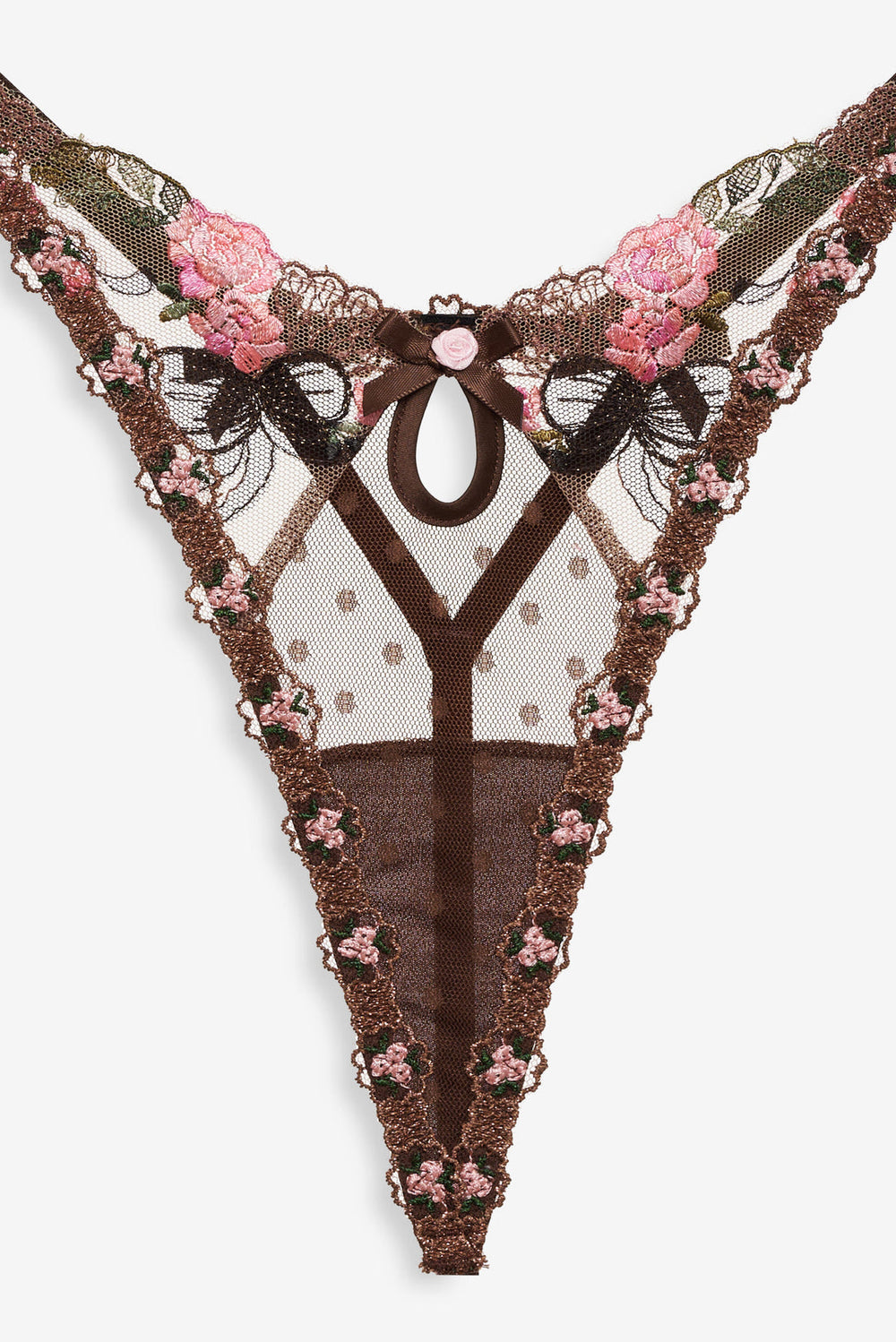 Runaway Bows Thong Panty — Brown