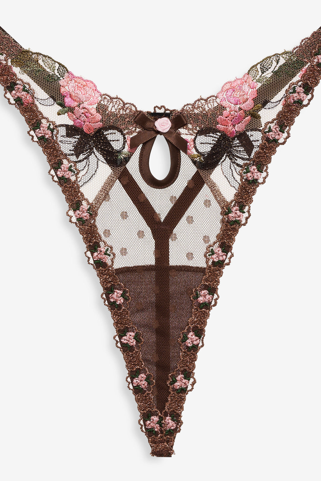 Runaway Bows Thong Panty — Brown