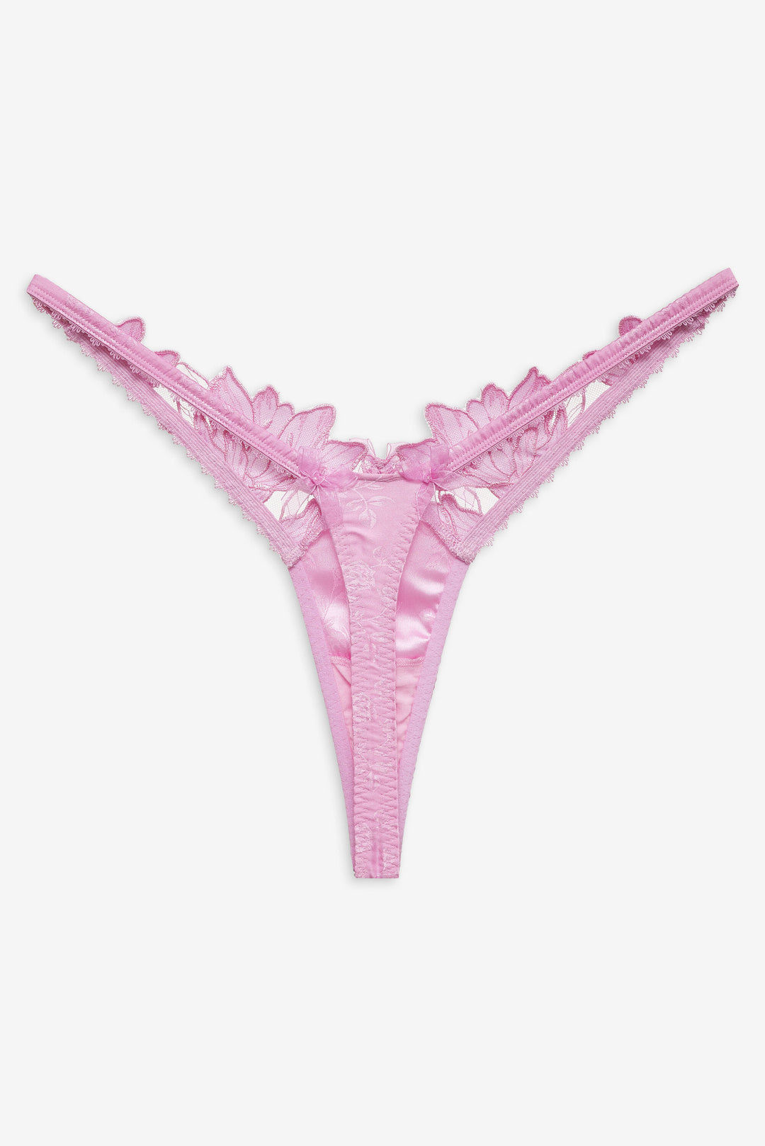 Maye Embroidered Thong Panty — Pink