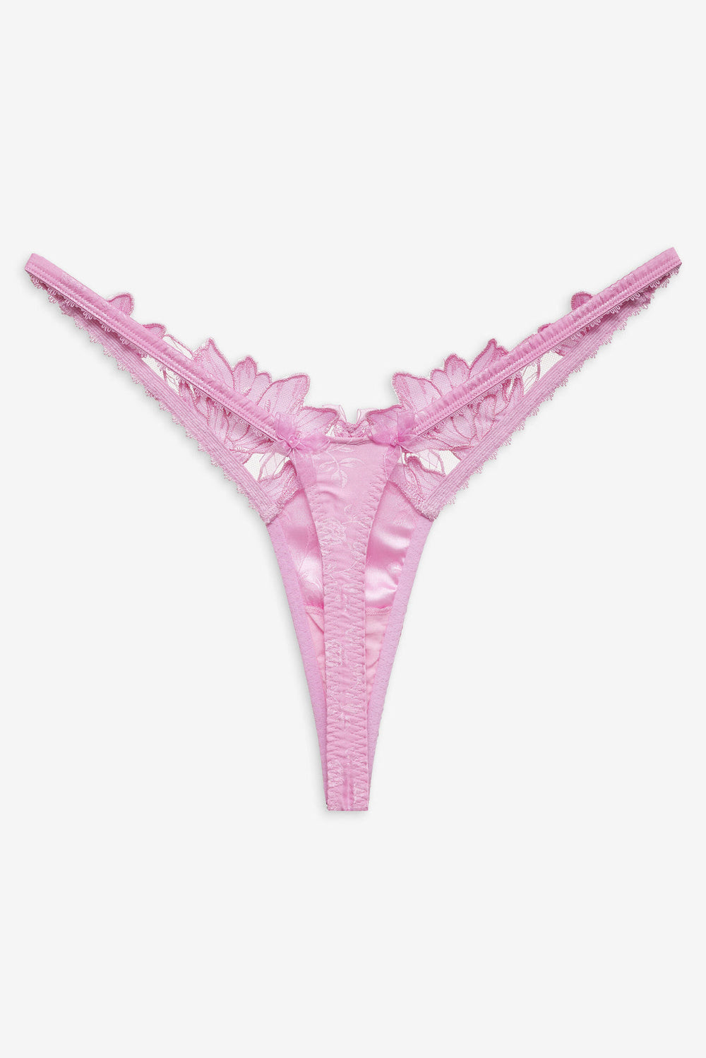 Maye Embroidered Thong Panty — Pink