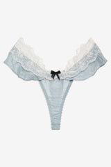 Bluebird Jacquard Thong Panty — Dusty Blue