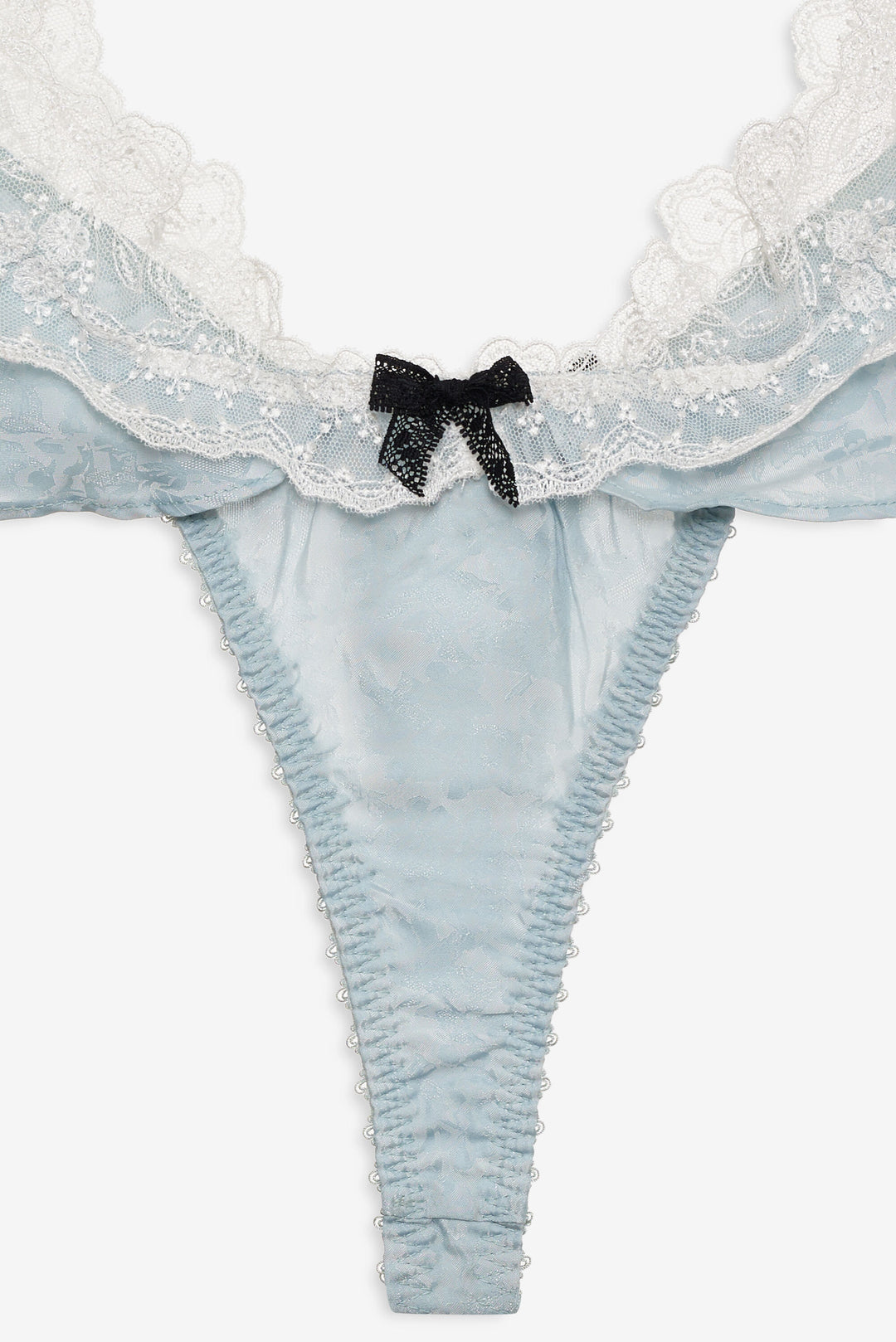 Bluebird Jacquard Thong Panty — Dusty Blue