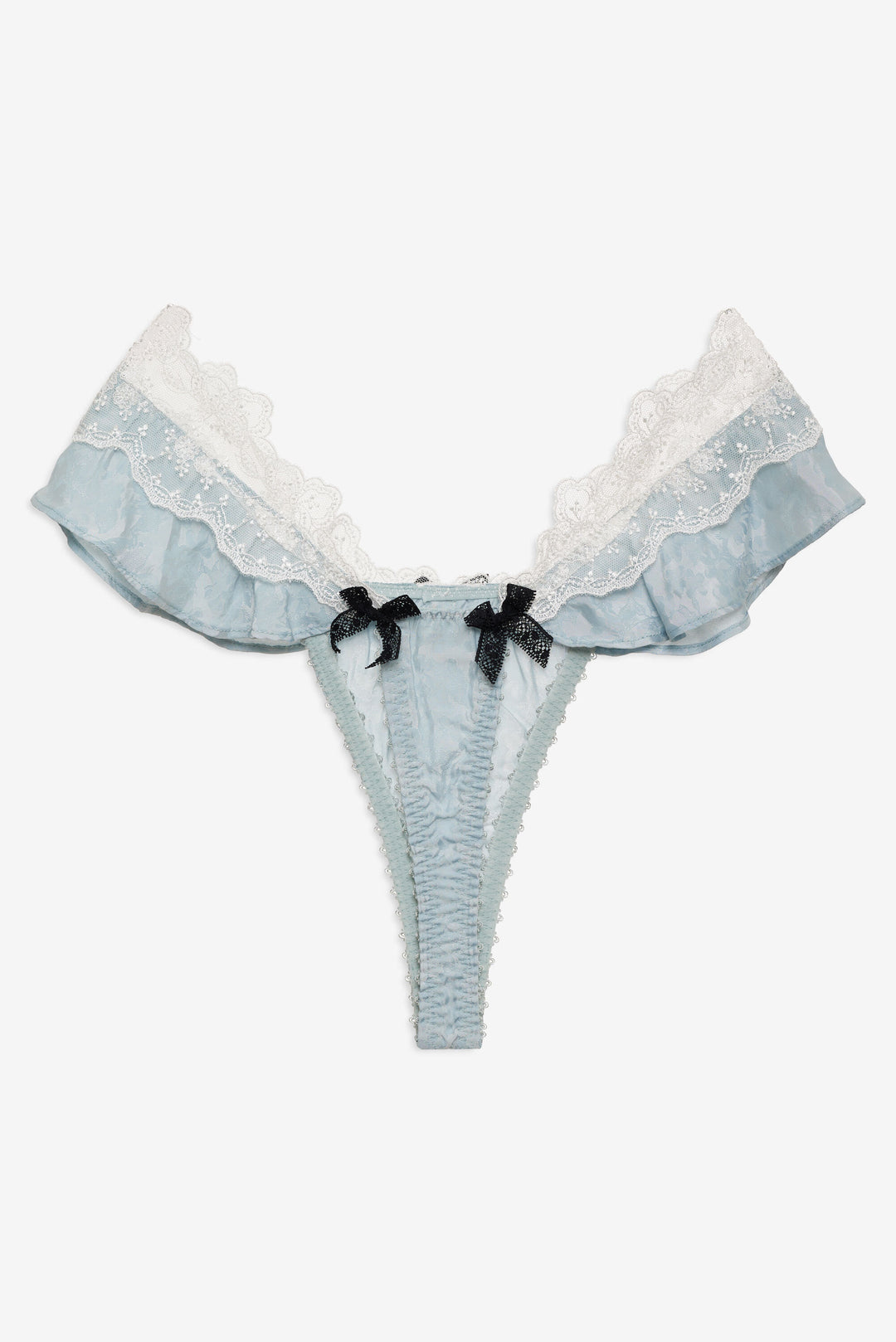 Bluebird Jacquard Thong Panty — Dusty Blue