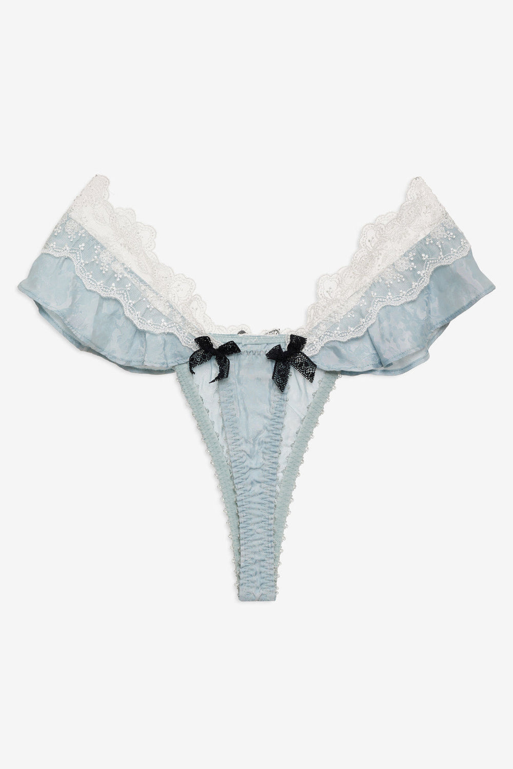 Bluebird Jacquard Thong Panty — Dusty Blue