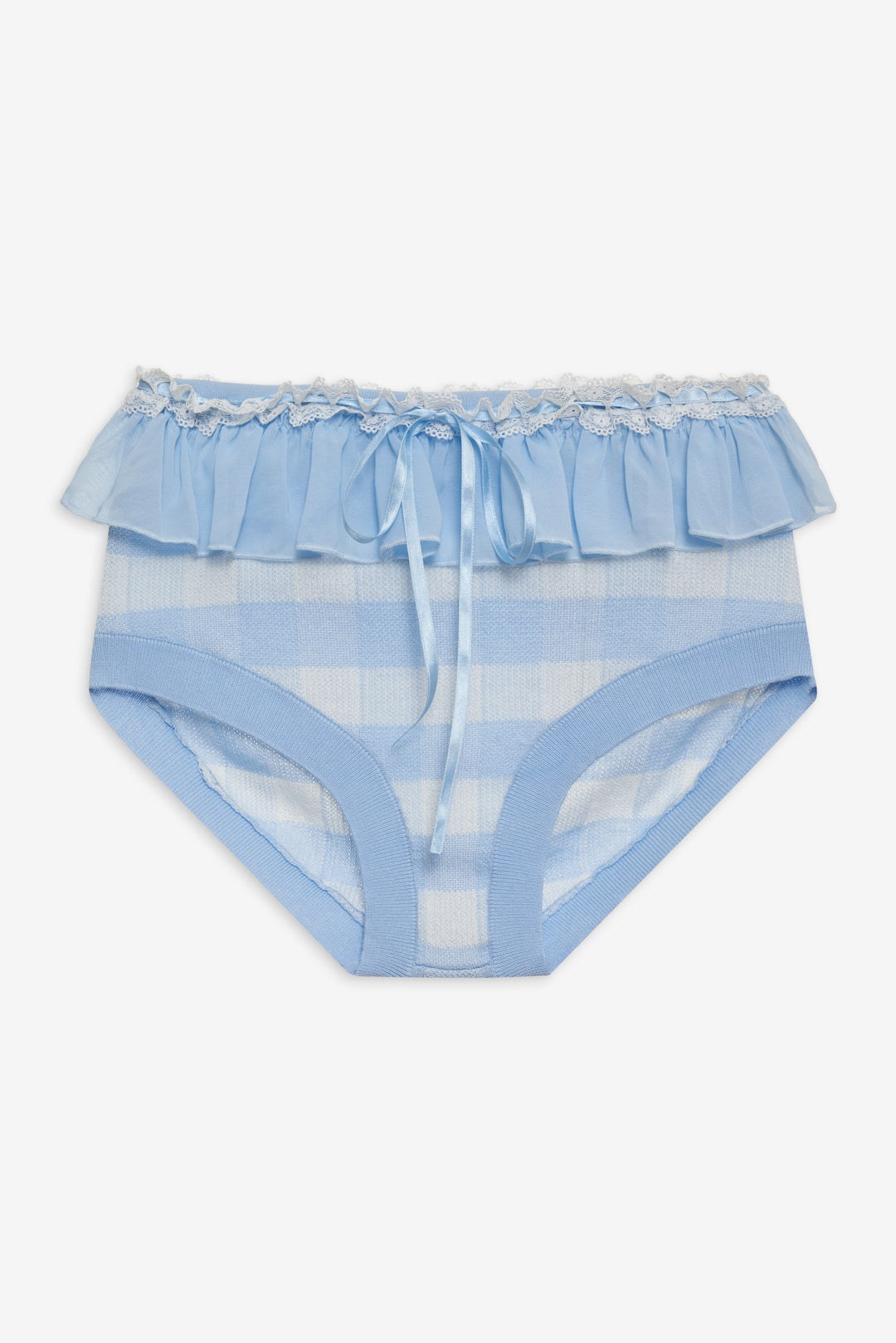 Brushed Gingham Knit Panty — Blue