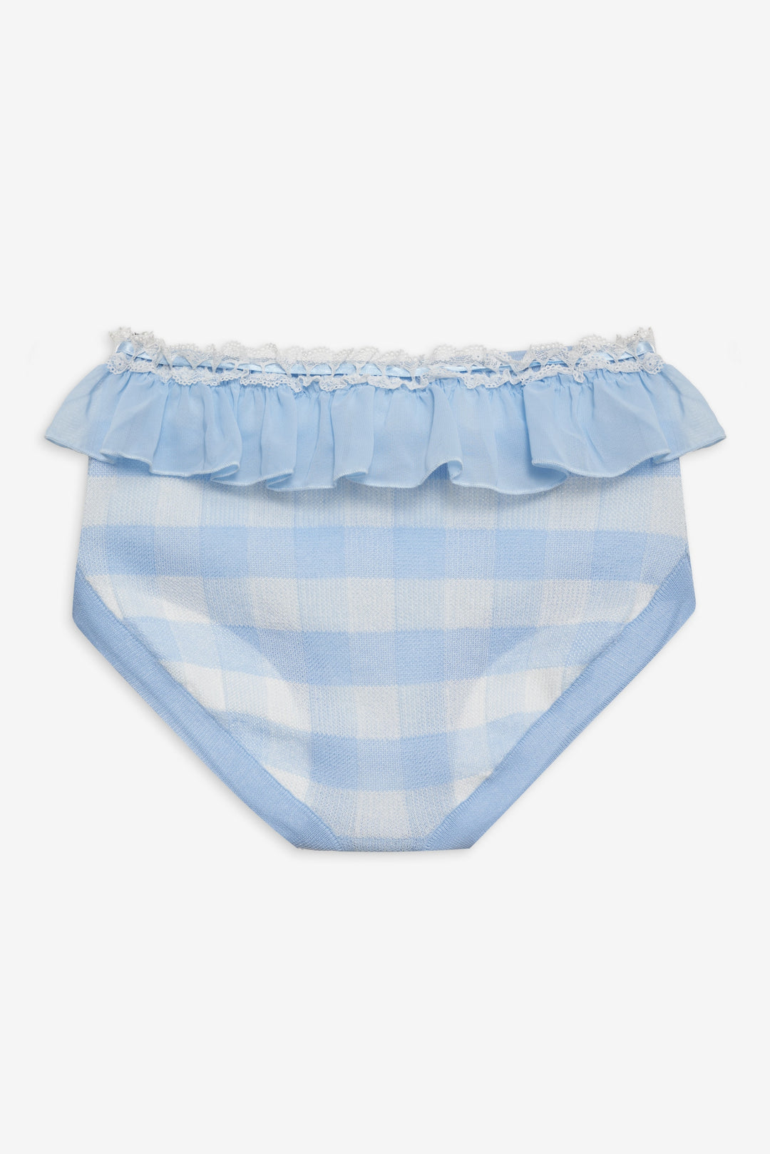 Brushed Gingham Knit Panty — Blue