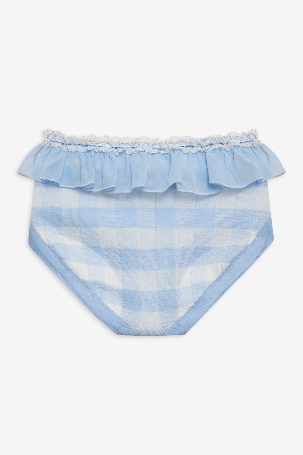 Brushed Gingham Knit Panty — Blue