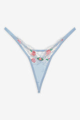 Vintage Rose Eyelet Thong Panty — Blue