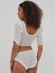 Sally Stretch Lace Cheeky Panty — White