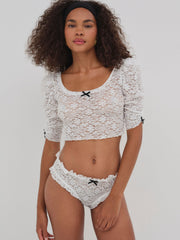 Sally Stretch Lace Cheeky Panty — White