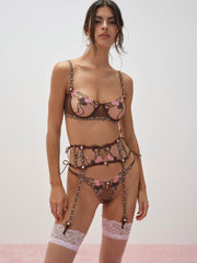 Runaway Bows Garter Belt — Brown