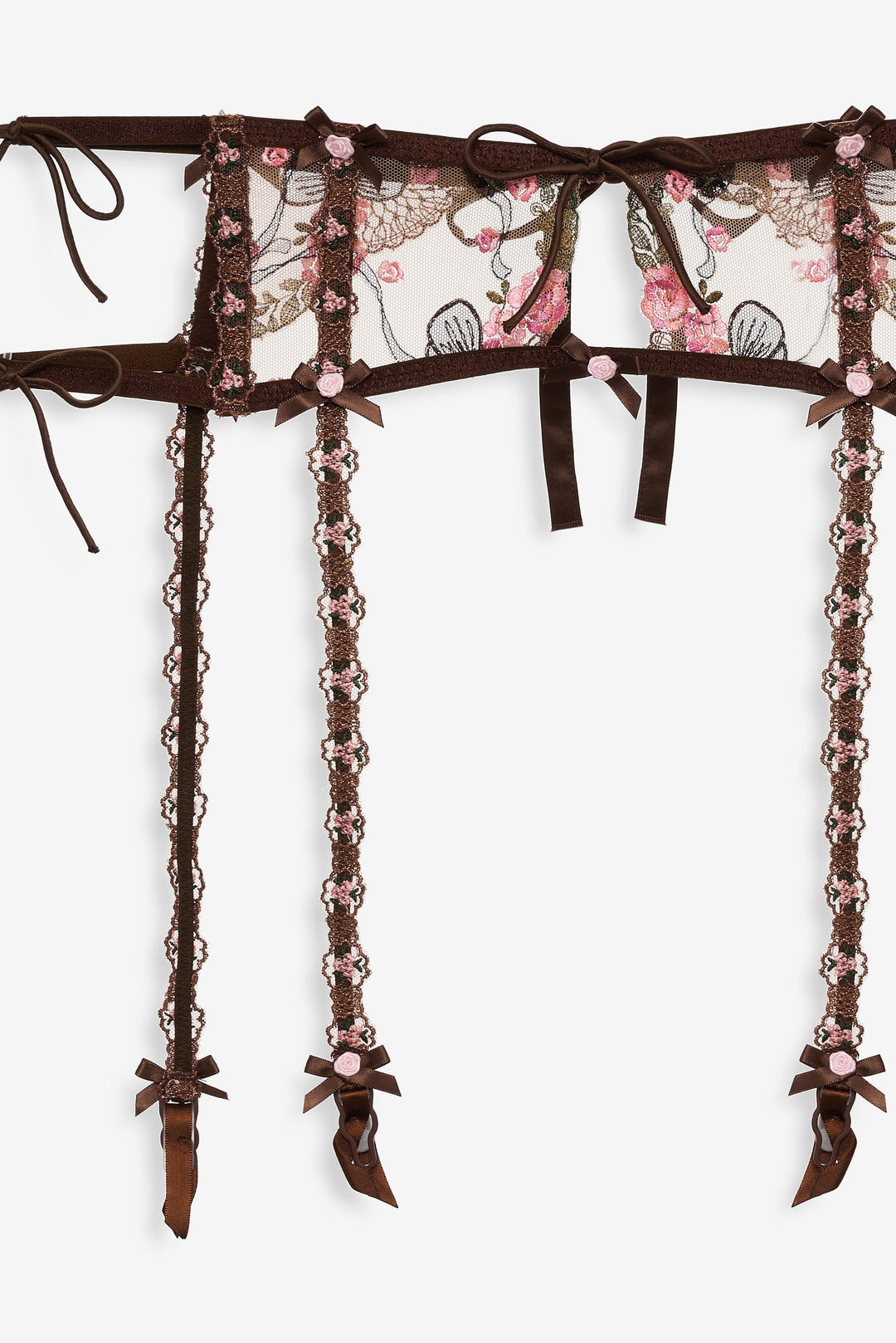 Runaway Bows Garter Belt — Brown