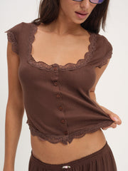 Elliana Sleep Top — Chocolate