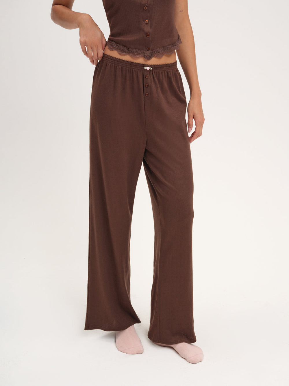 Elliana Wide Leg Pant — Chocolate