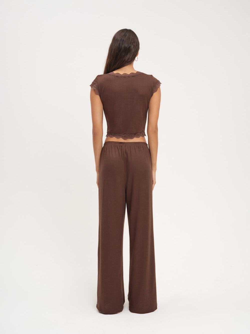 Elliana Wide Leg Pant — Chocolate