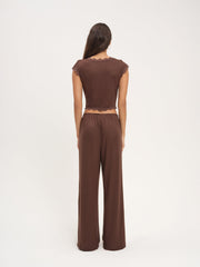 Elliana Wide Leg Pant — Chocolate