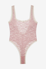 Pamela Stretch Lace Bodysuit — Pink
