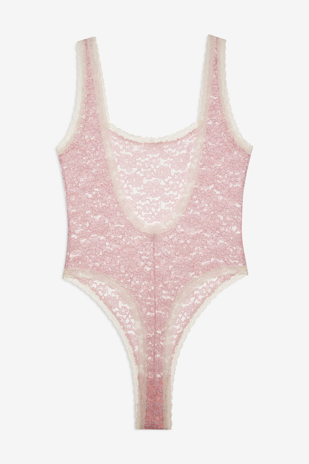 Pamela Stretch Lace Bodysuit — Pink