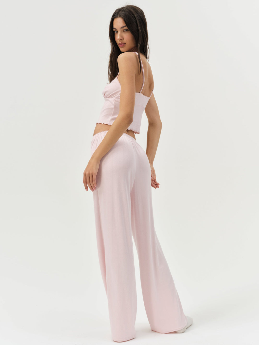 Elliana Wide Leg Pant — Dusty Pink