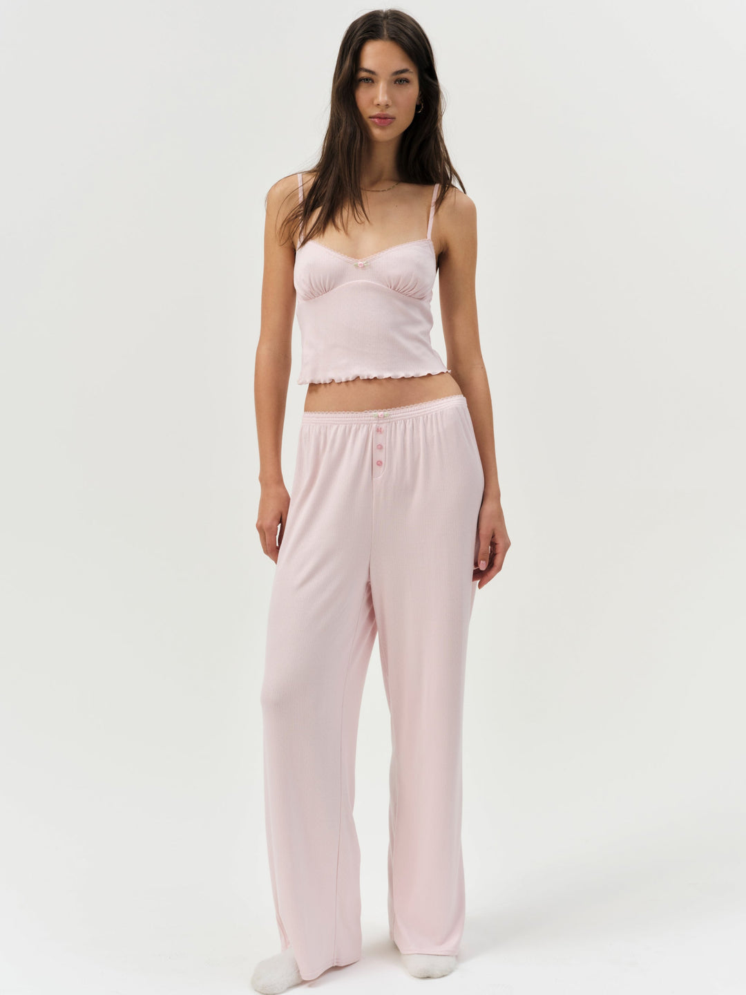 Elliana Wide Leg Pant — Dusty Pink