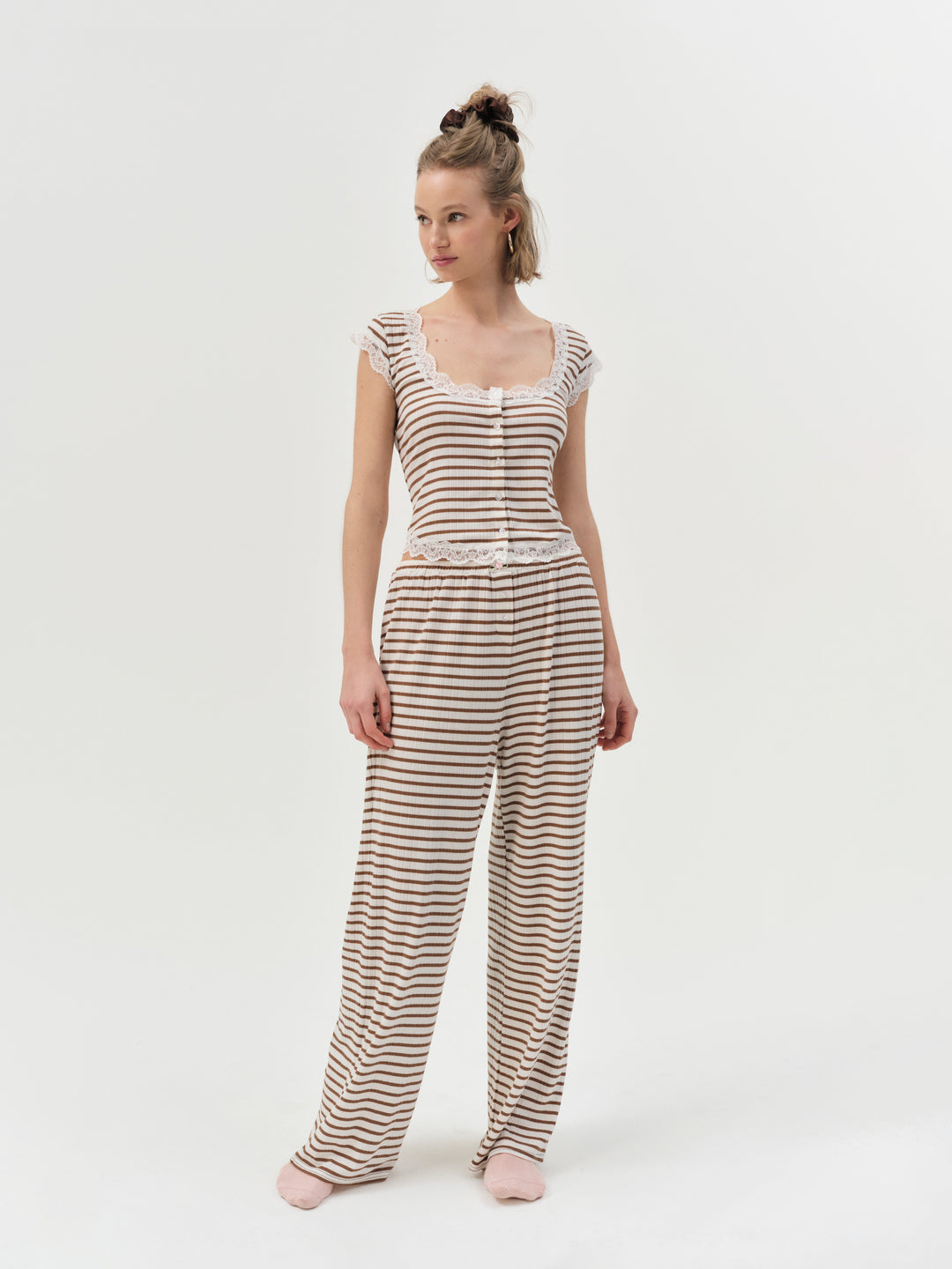 Bella Wide Leg Pant — Brown