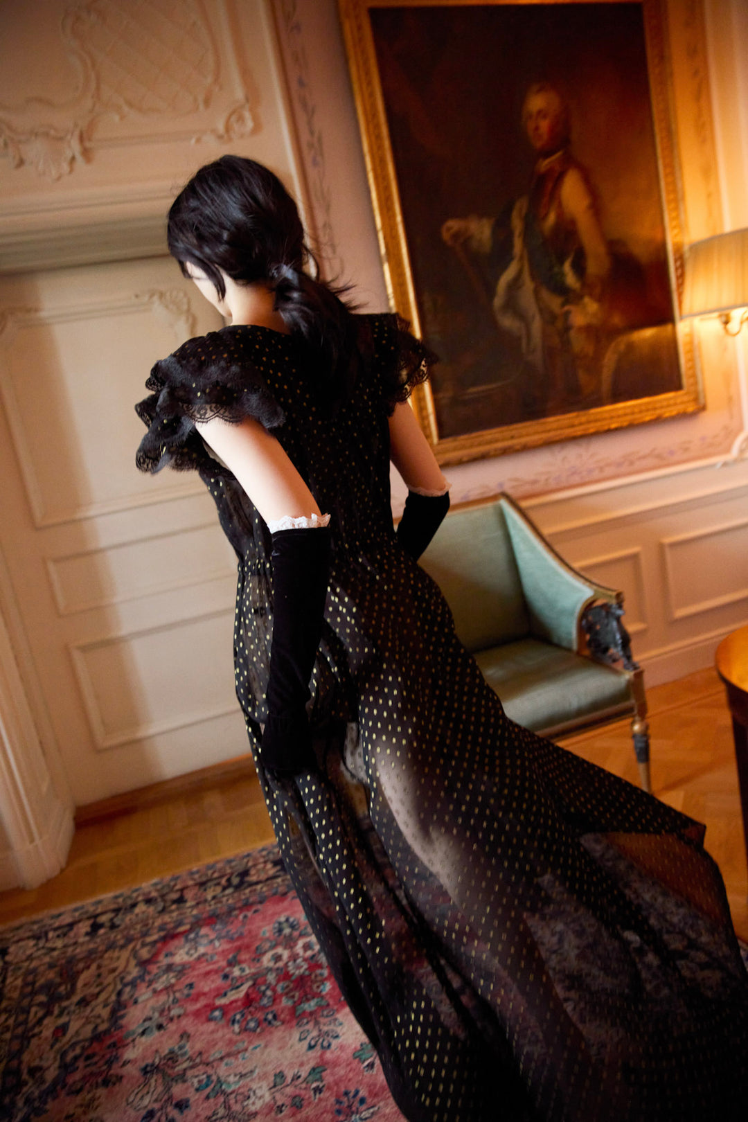 Liz Lurex Dot Robe — Black