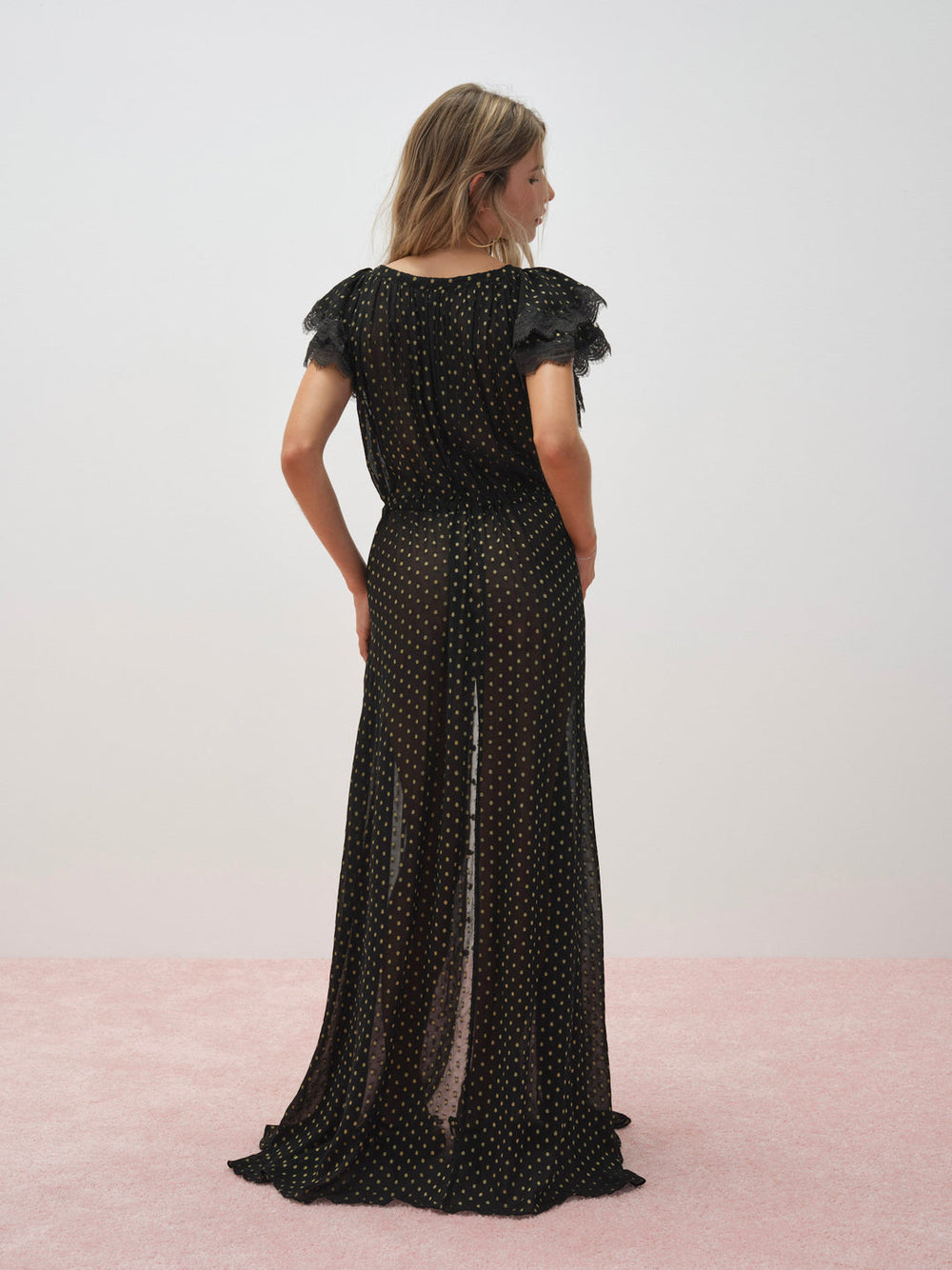 Liz Lurex Dot Robe — Black