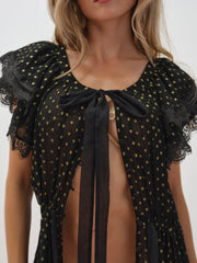 Liz Lurex Dot Robe — Black