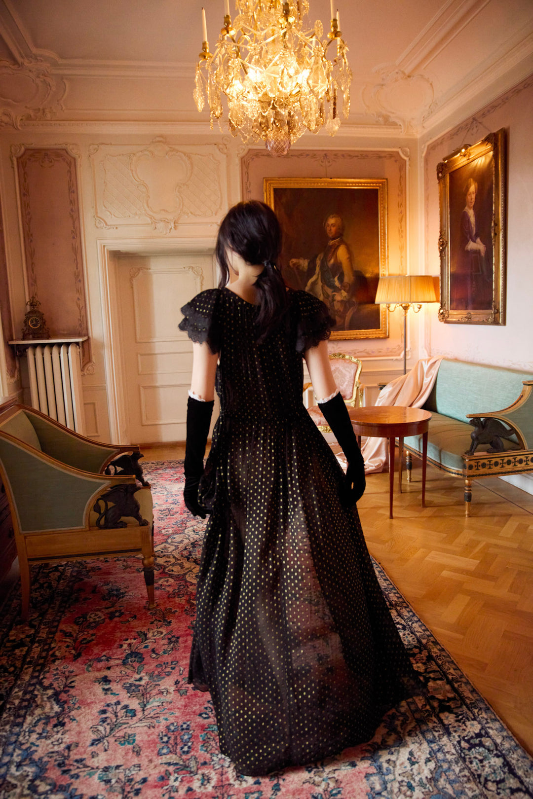 Liz Lurex Dot Robe — Black