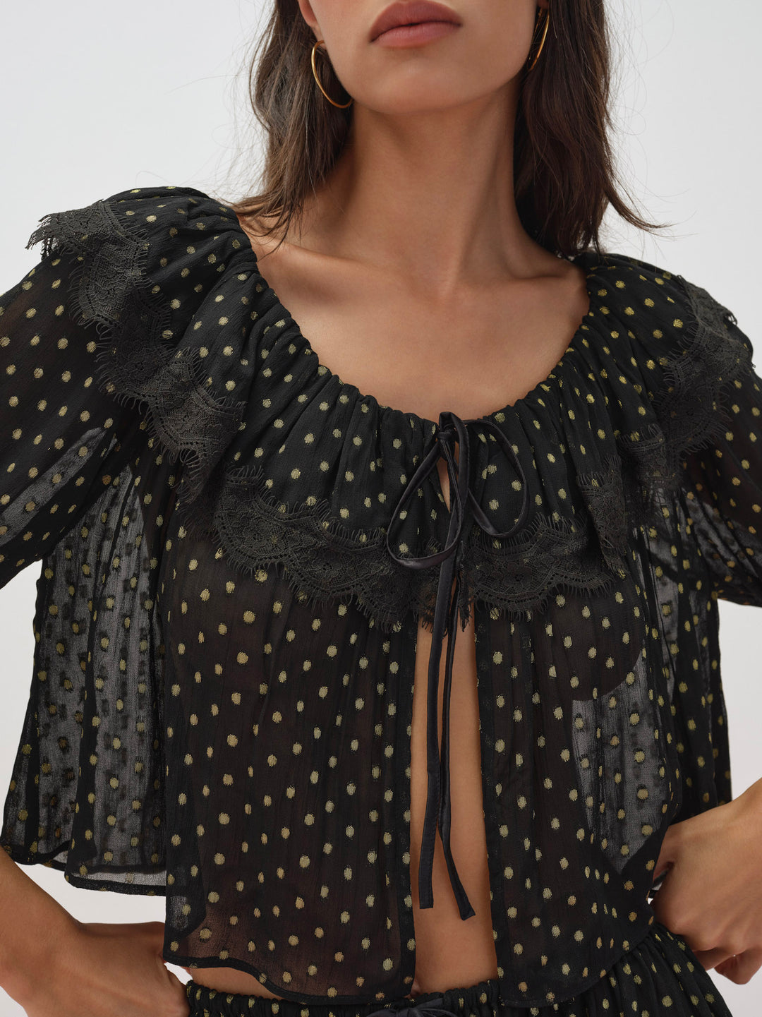 Liz Lurex Dot Top — Black