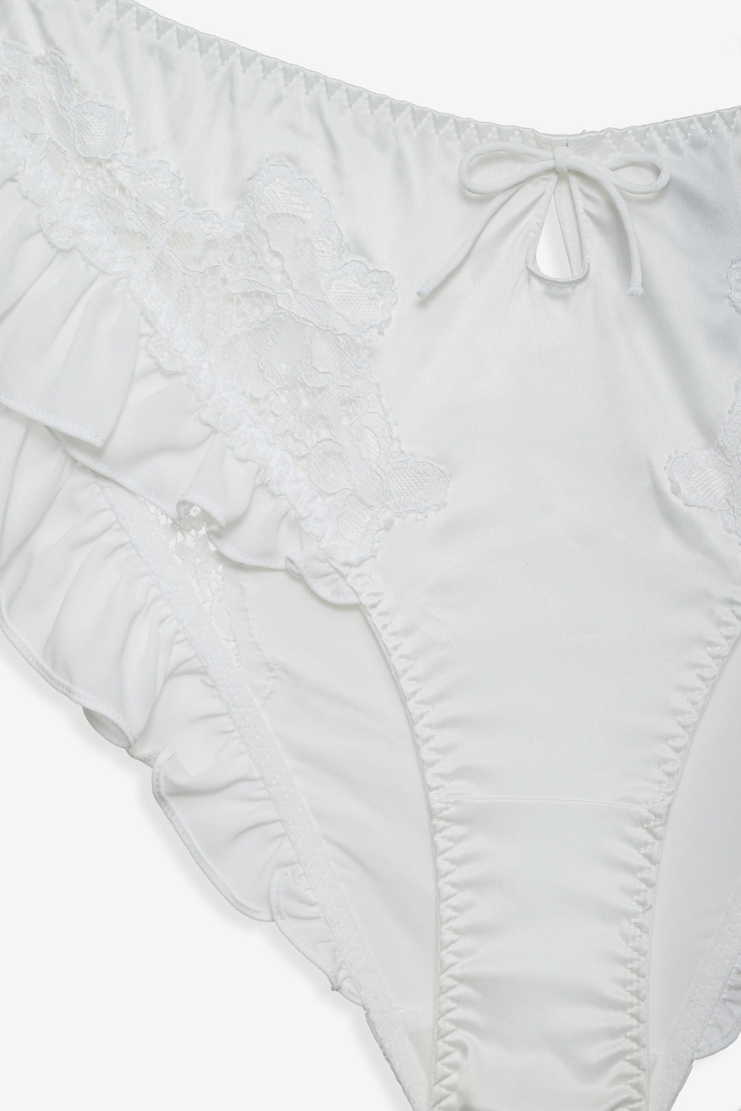 Butterfly Lace Ruffle Cheeky Panty — White