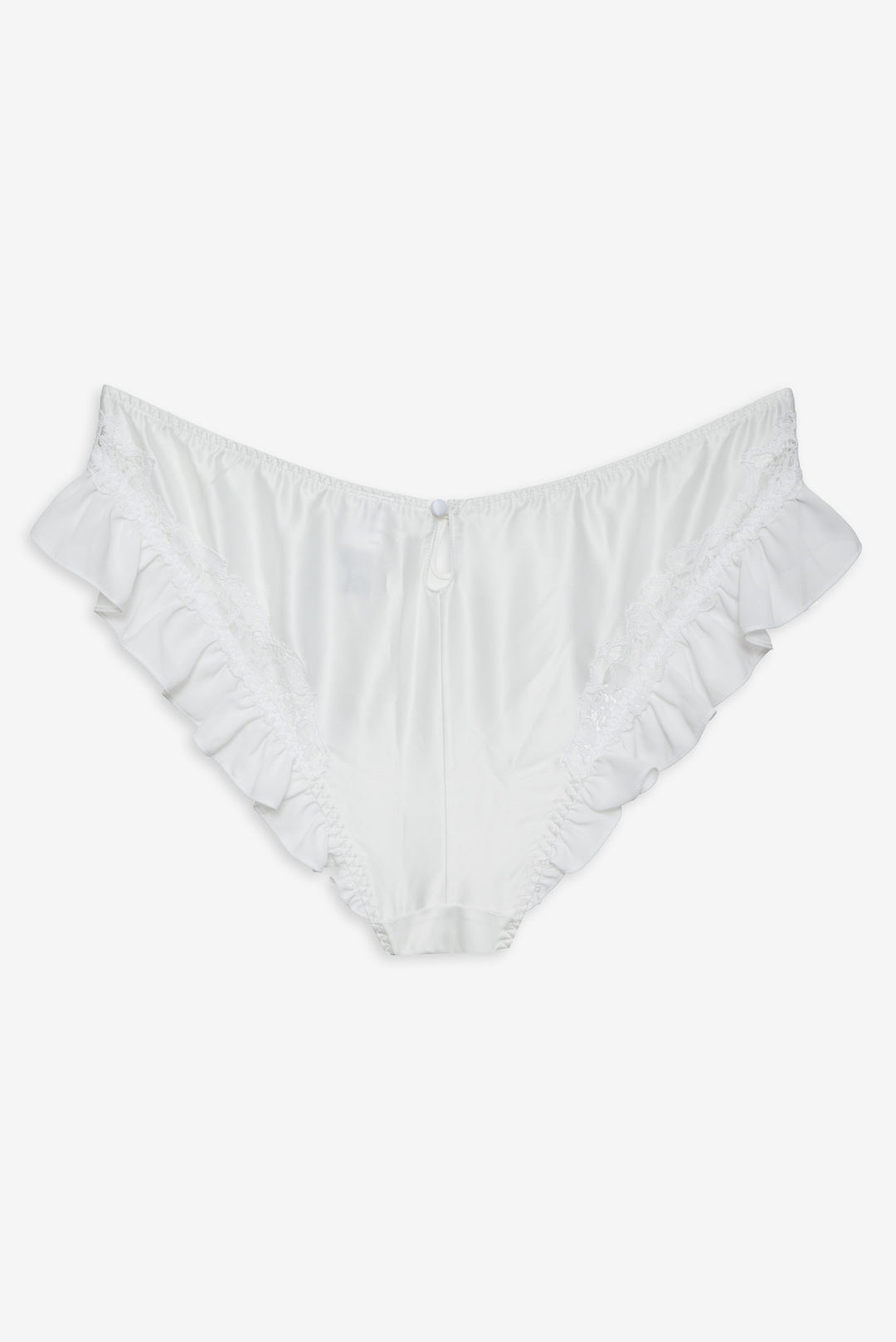 Butterfly Lace Ruffle Cheeky Panty — White