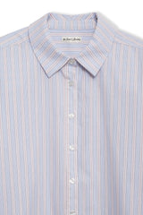 Lakeside Stripe Button Down Top — Blue