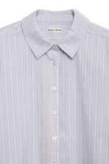 Lakeside Stripe Button Down Top — Blue