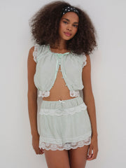 Mint Twist Jacquard Mini Skirt — Mint