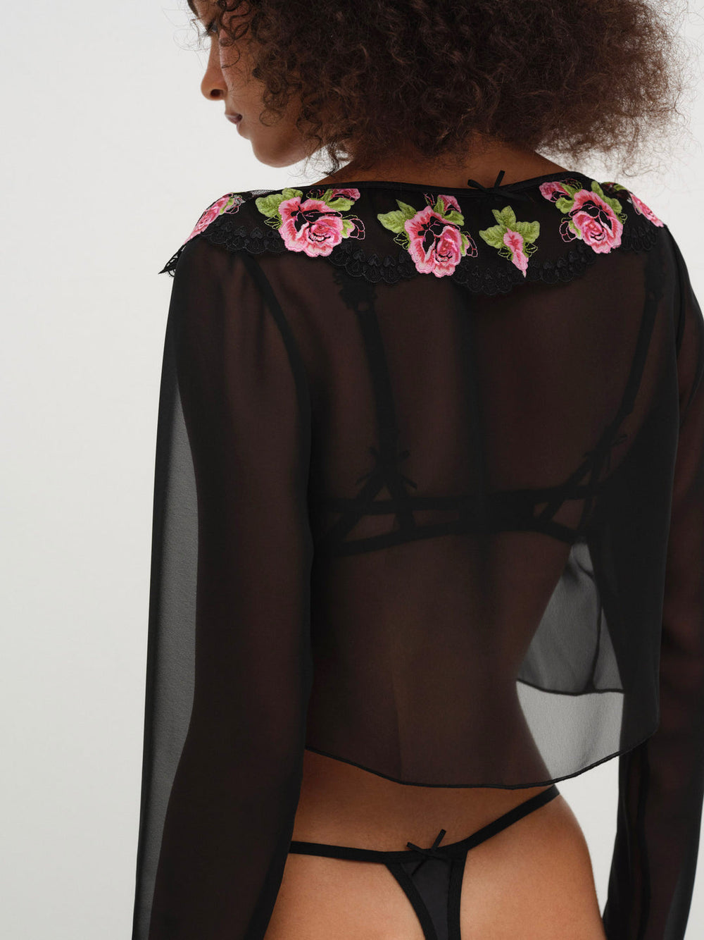 Love Garden Sheer Shrug — Black