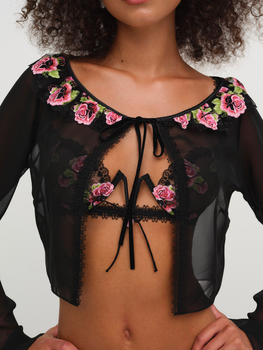 Love Garden Sheer Shrug — Black