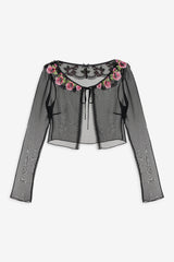 Love Garden Sheer Shrug — Black