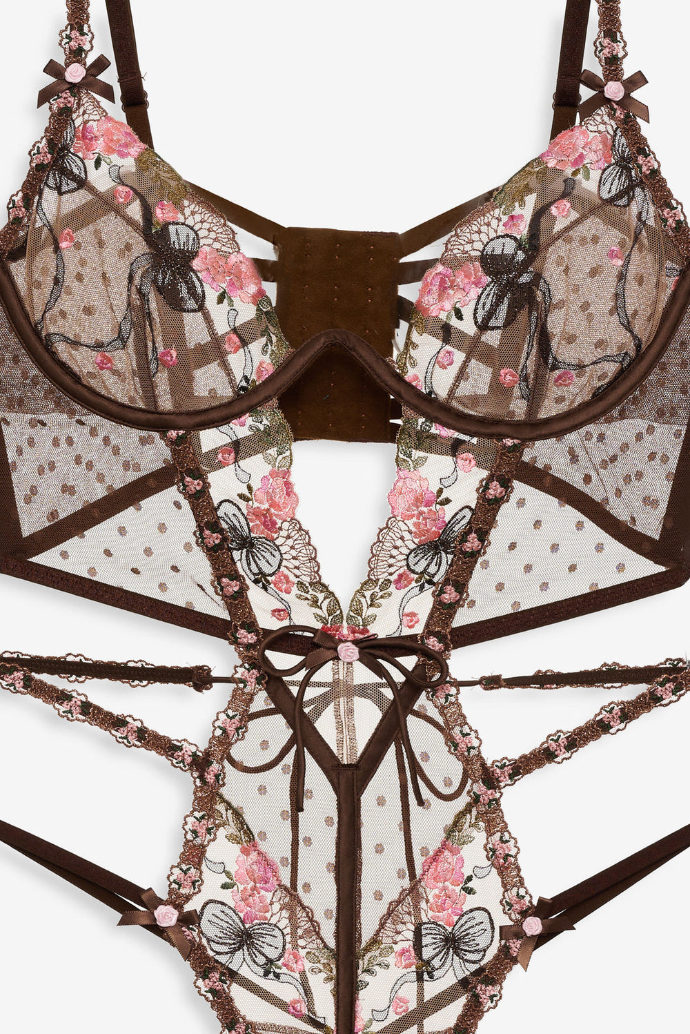 Runaway Bows Bodysuit — Brown