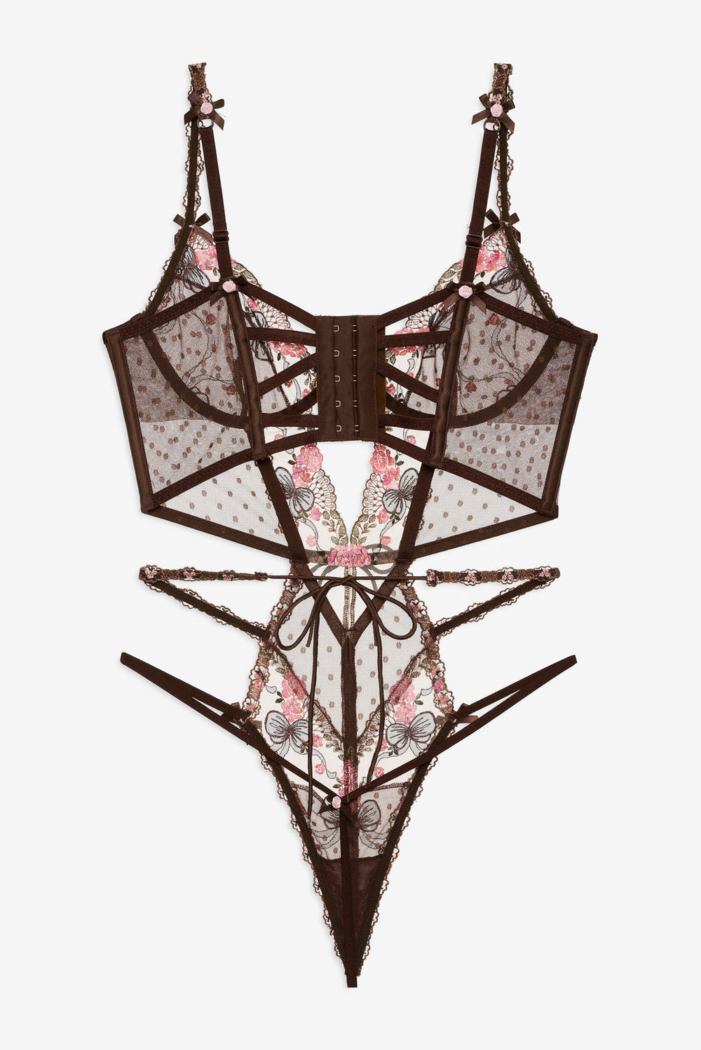 Runaway Bows Bodysuit — Brown