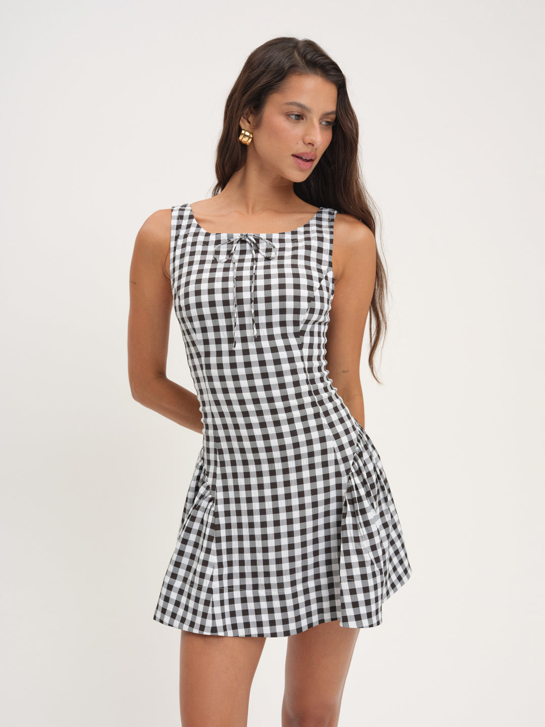 Scotch Bonnet Gingham Mini Dress — Black