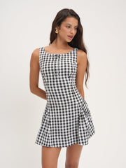 Scotch Bonnet Gingham Mini Dress — Black