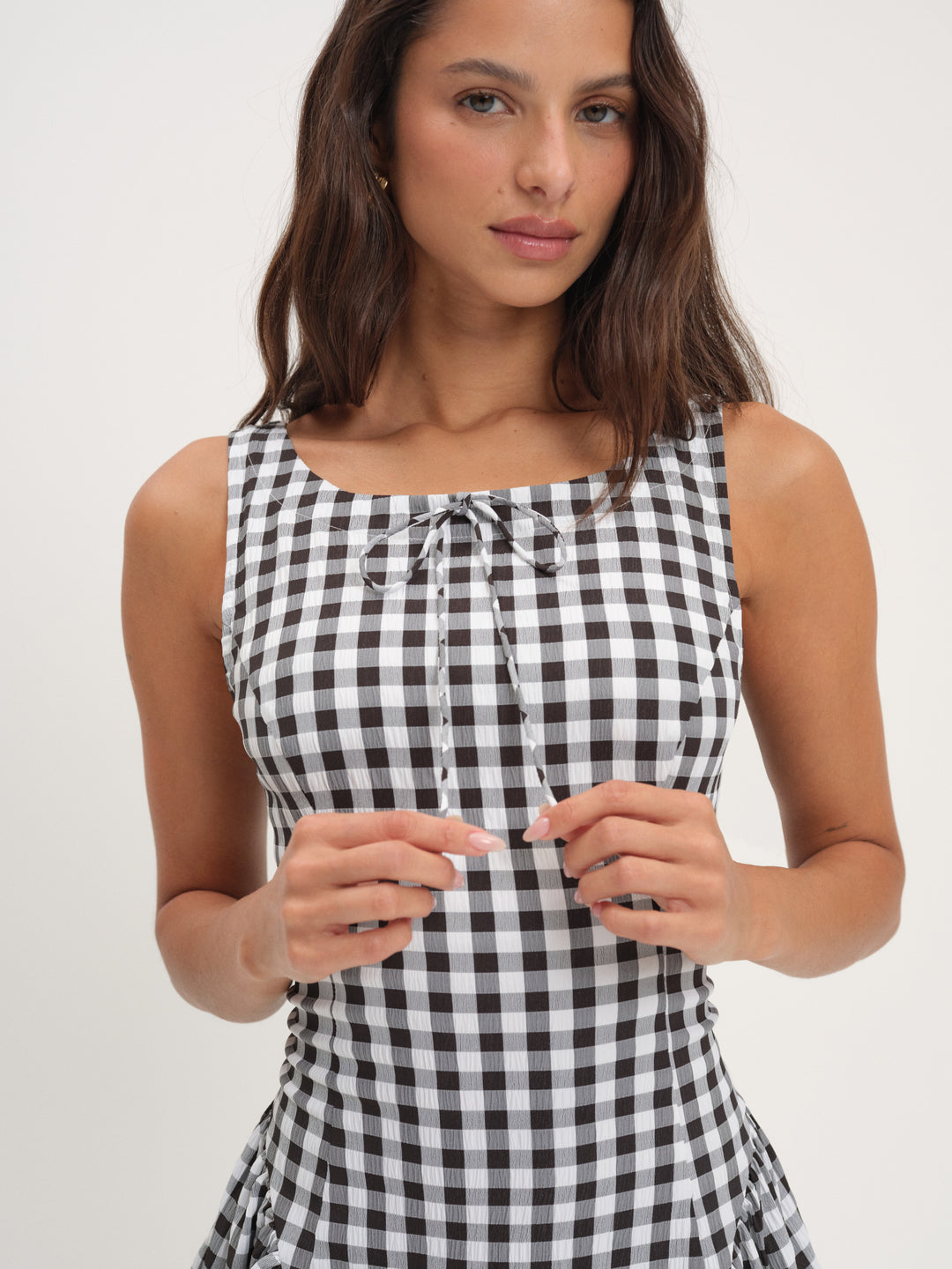 Scotch Bonnet Gingham Mini Dress — Black