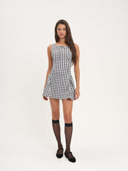 Scotch Bonnet Gingham Mini Dress — Black