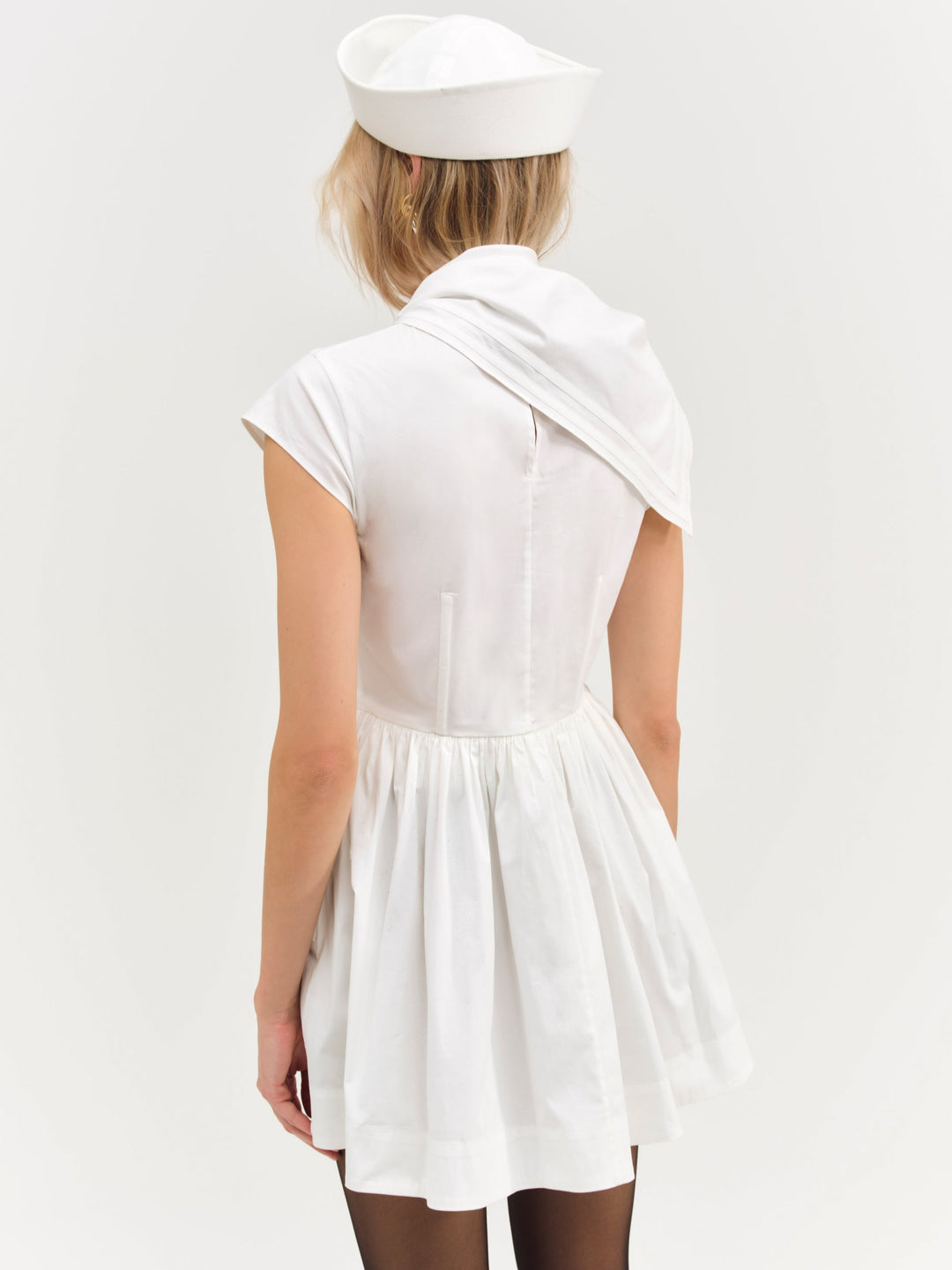 Helena Poplin Scarf Mini Dress — White