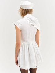 Helena Poplin Scarf Mini Dress — White